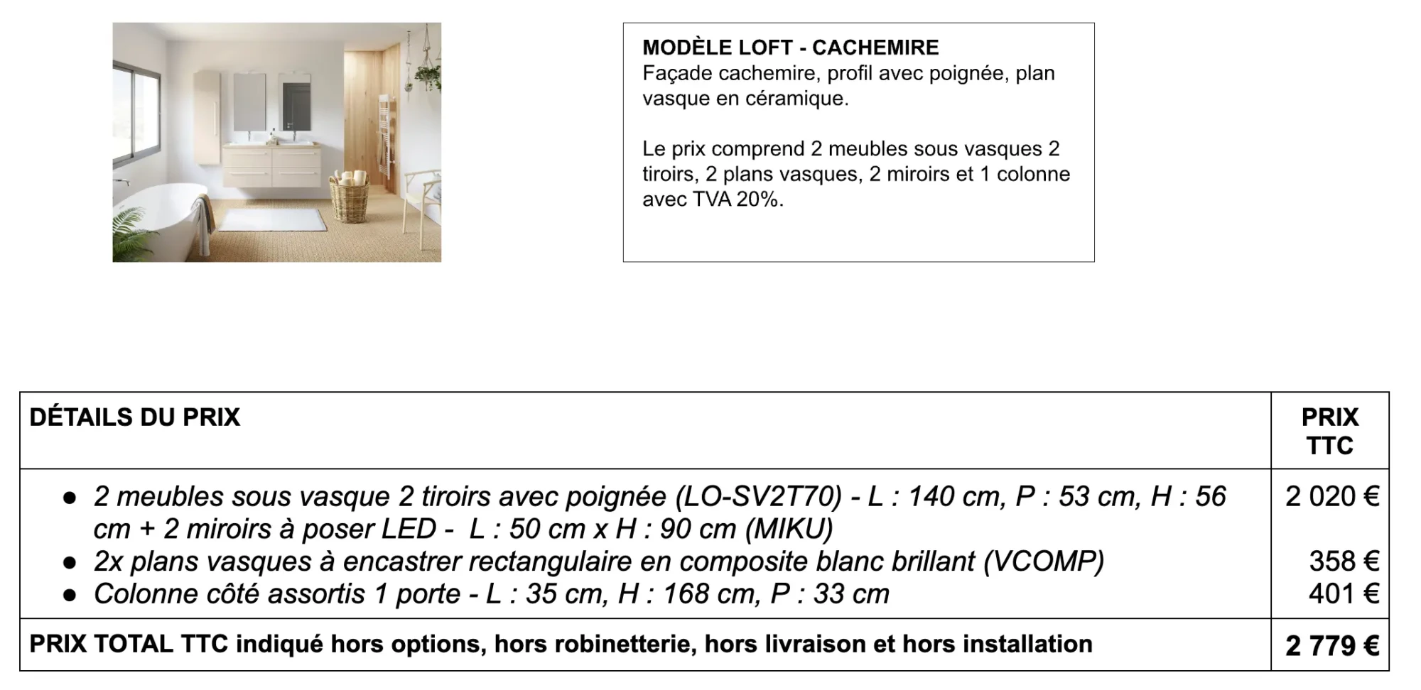 details prix loft - cachemire