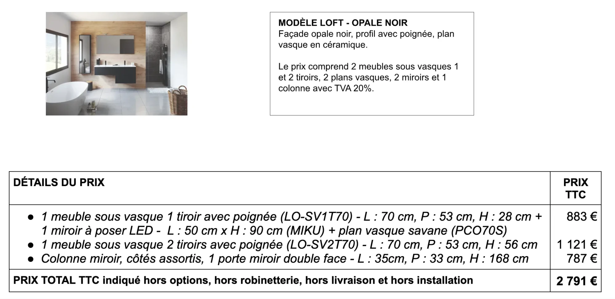 détails prix loft - ardoise métalisée