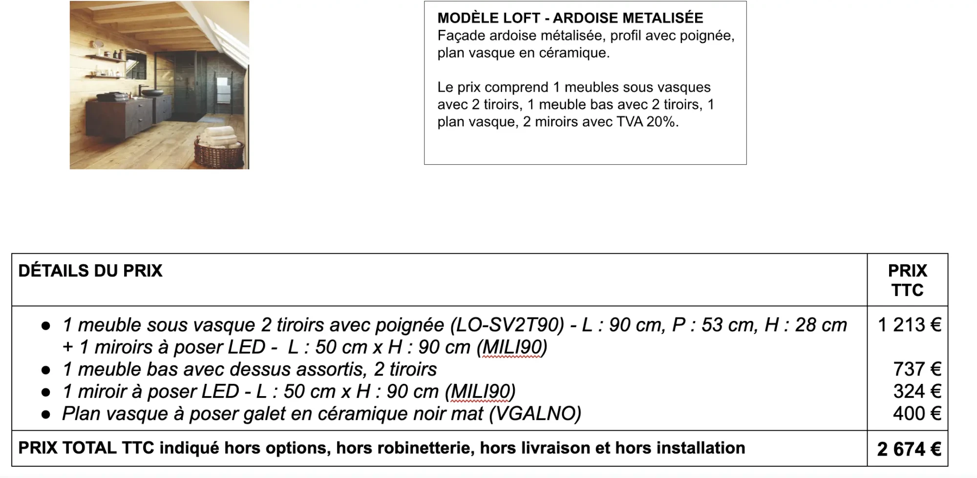 détails prix loft - cachemire