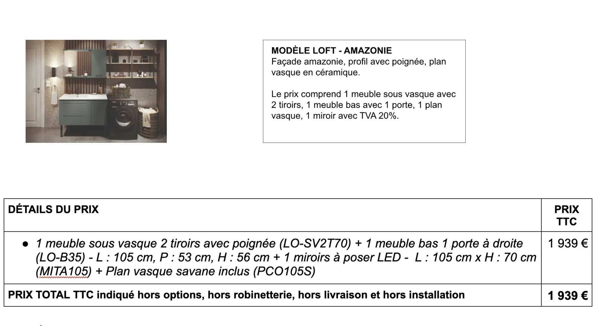 détail prix loft - amazonie<br />
